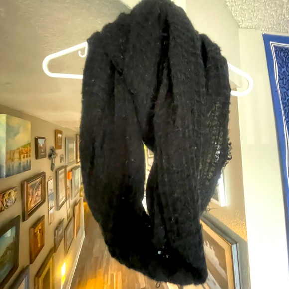 Waffle Knit Black Infinity Scarf - Picture 1 of 3